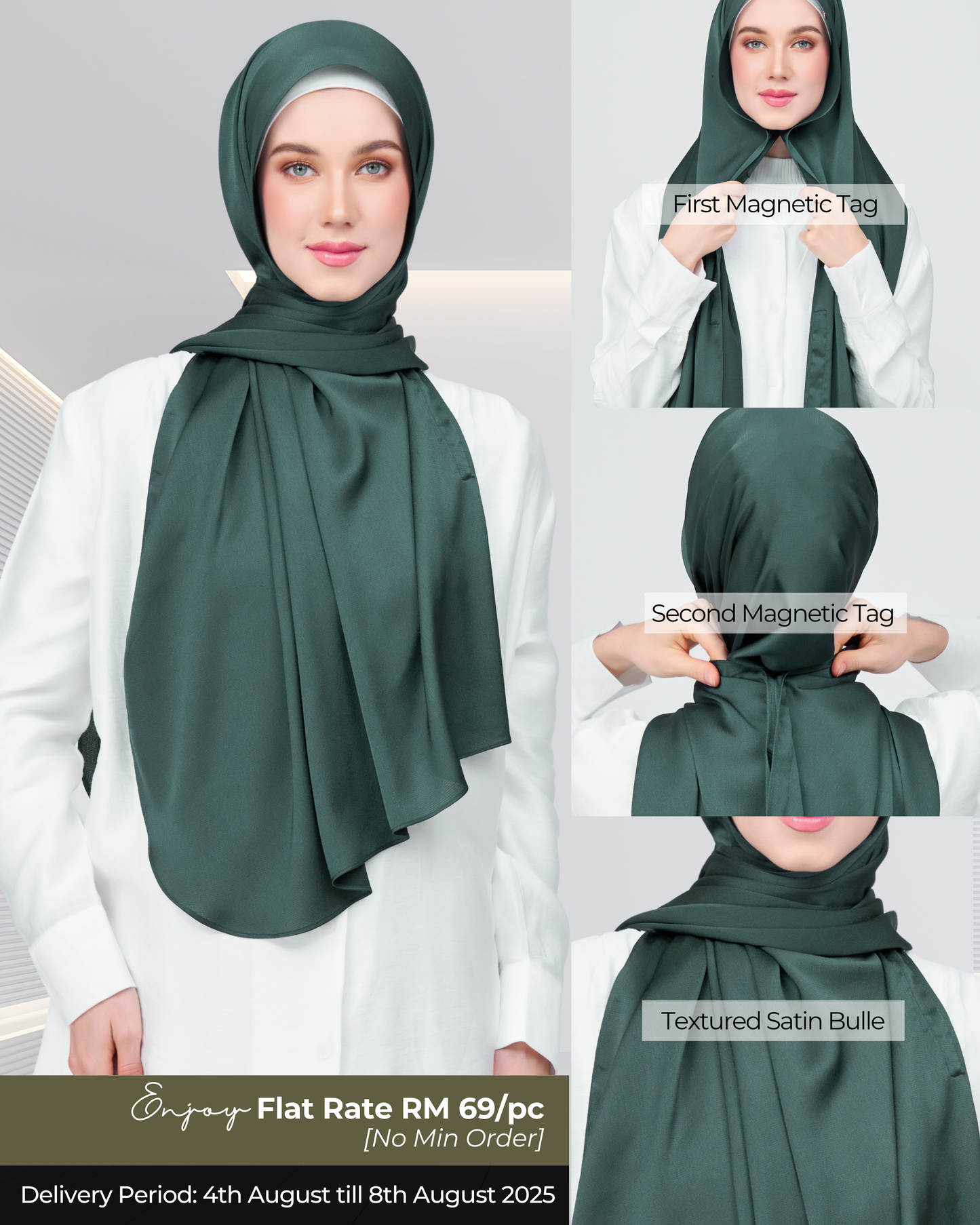 Instant Tag n' Go Shawl | Satin Bulle in Emerald Green