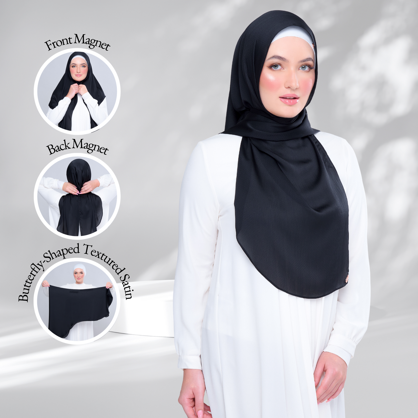 Instant Tag n' Go Butterfly | Textured Satin in Black