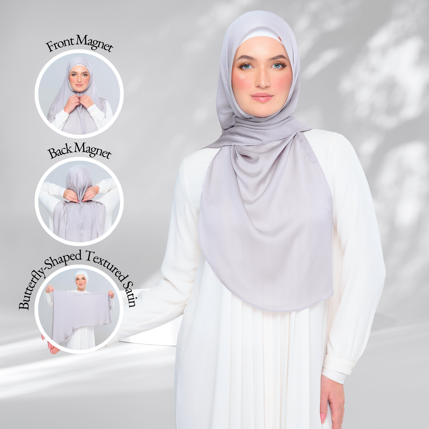 Instant Tag n' Go Butterfly | Textured Satin in Light Silver