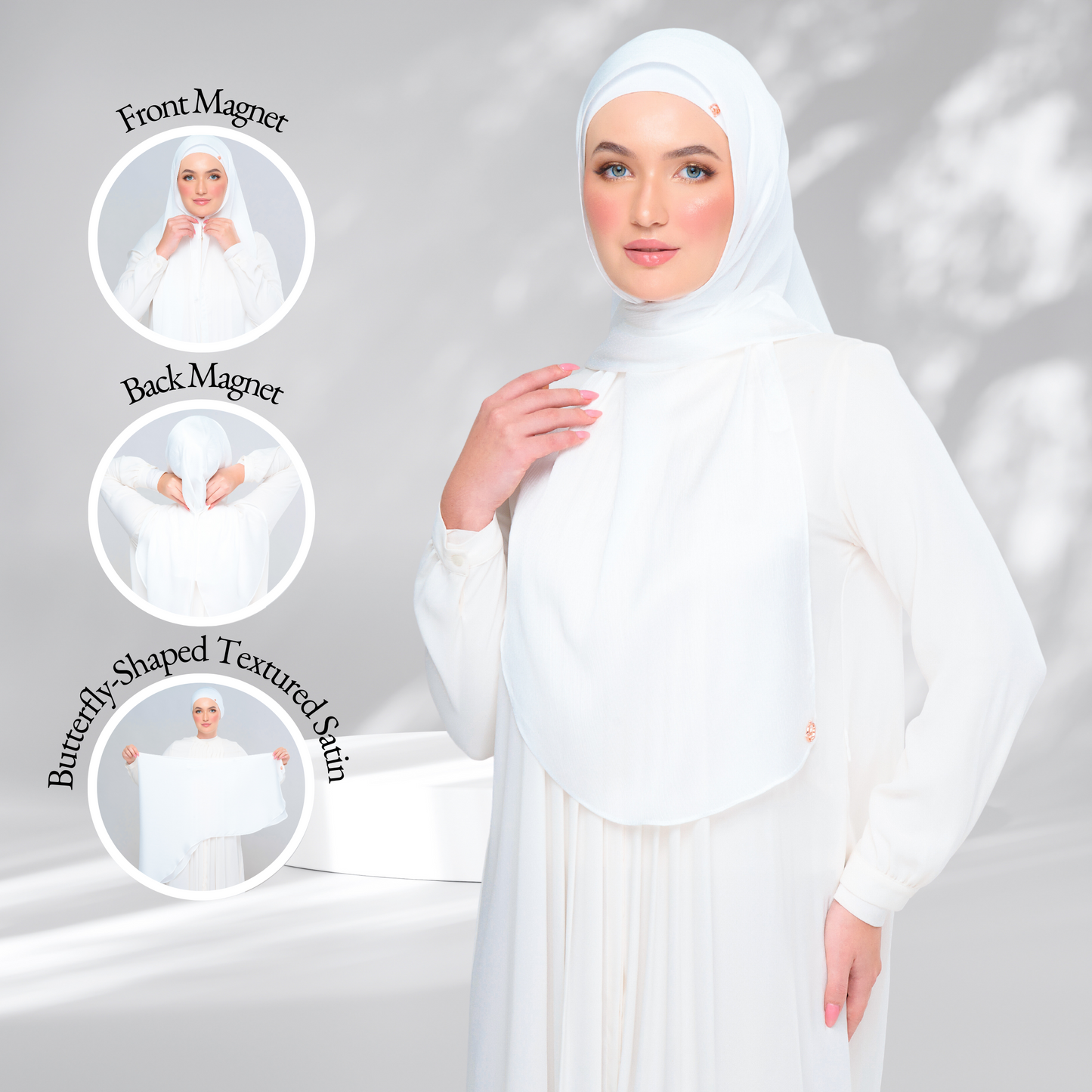 Instant Tag n' Go Butterfly | Textured Satin in Pure White
