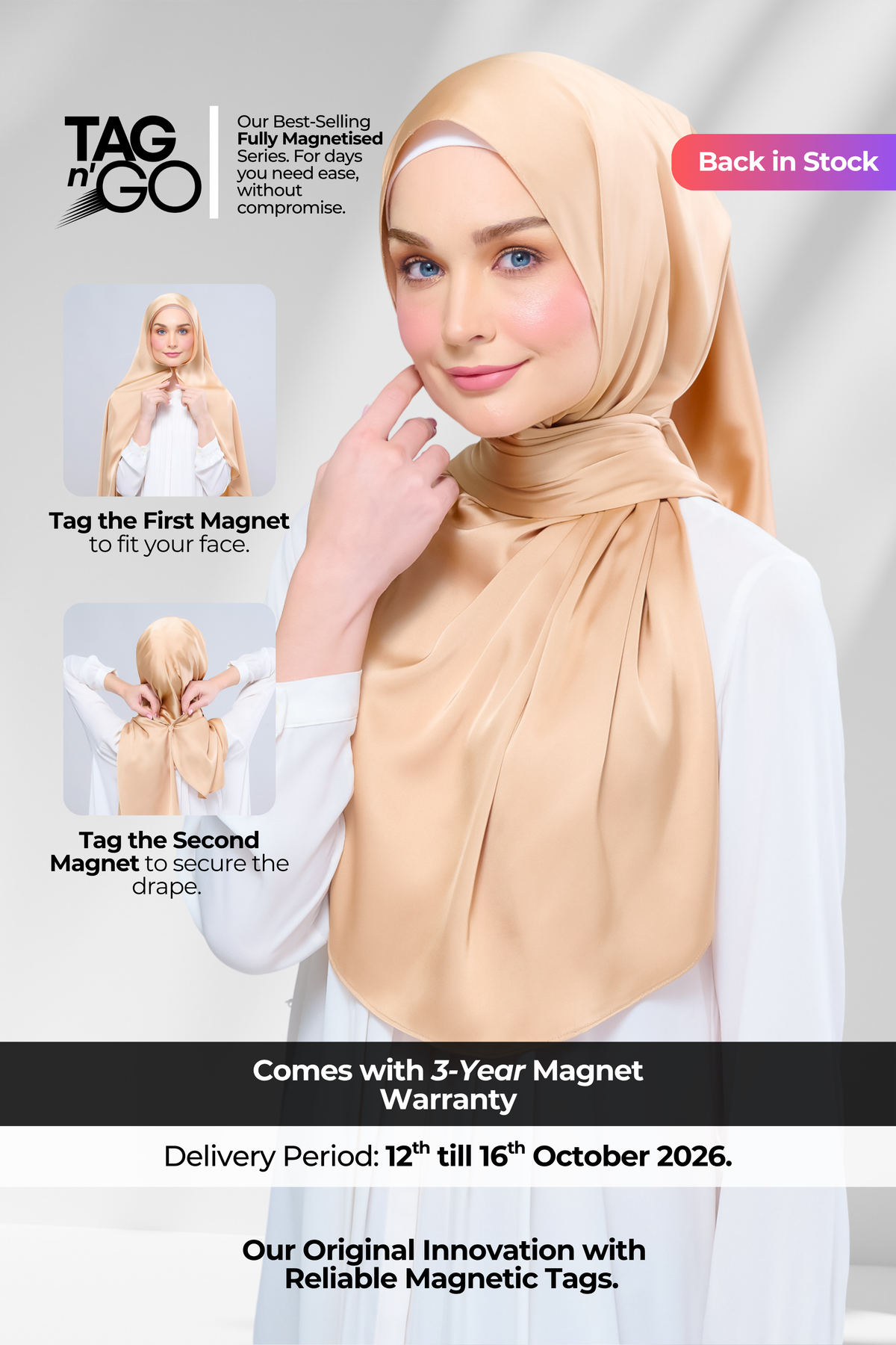 Instant Tag n' Go Shawl | Satin Silk in Gold