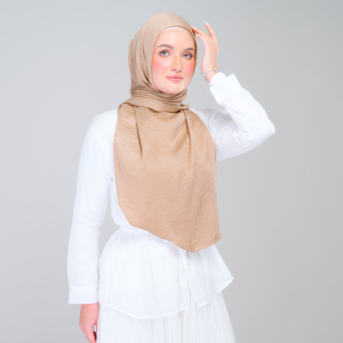 Instant Tag n' Go Shawl | Textured Silk in Caramel Latte