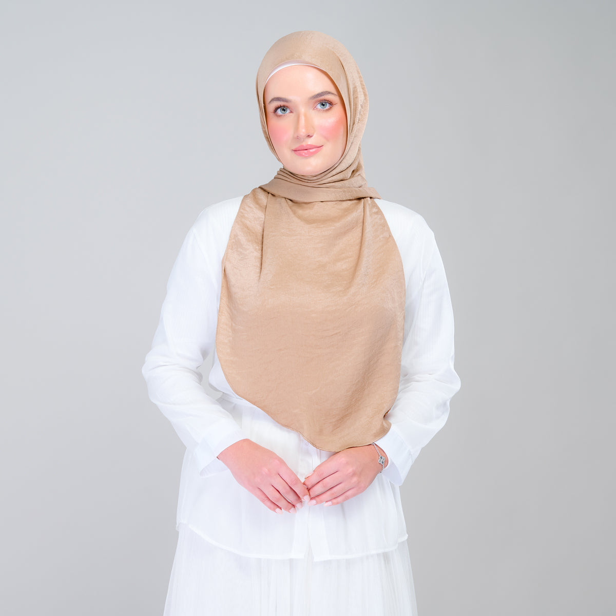 Instant Tag n' Go Shawl | Textured Silk in Caramel Latte
