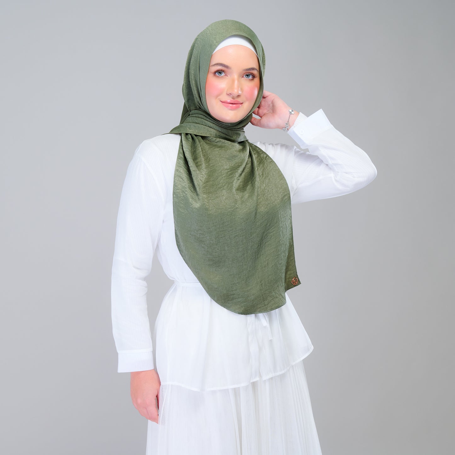 Instant Tag n' Go Shawl | Textured Silk in Dark Olive