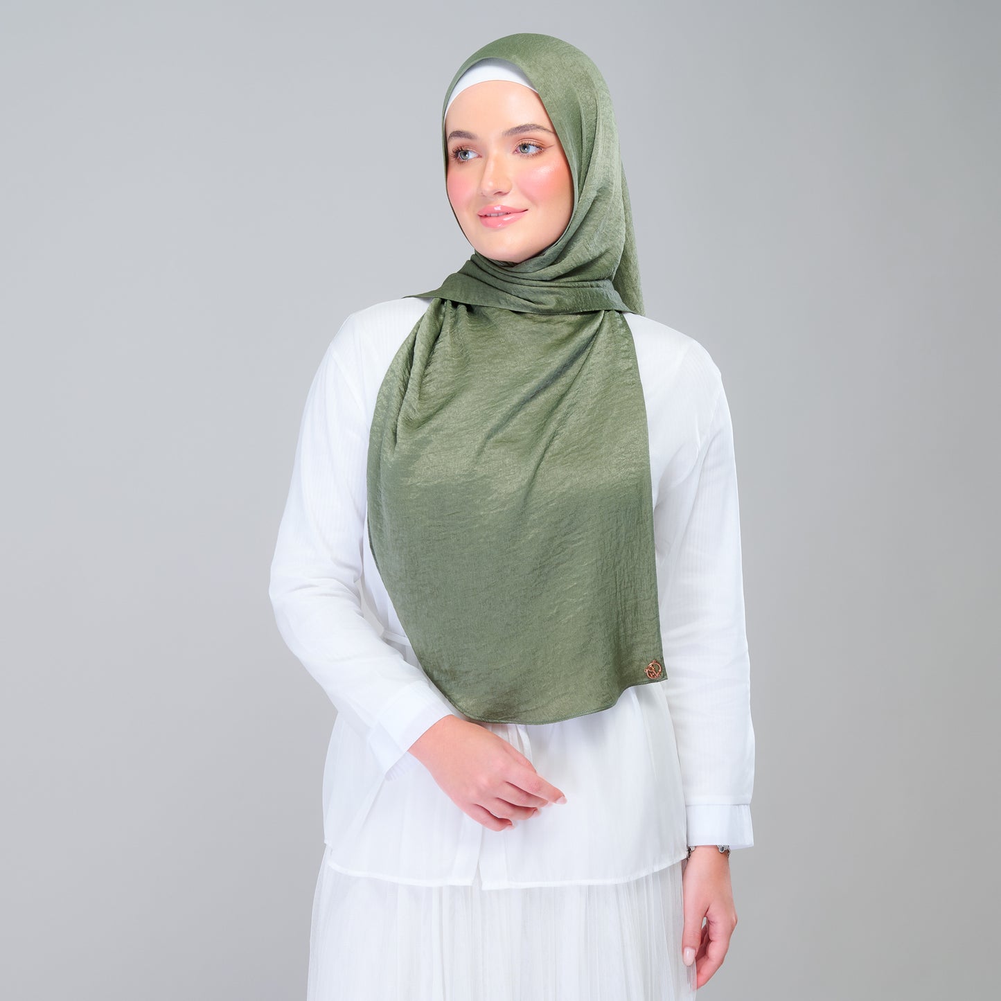 Instant Tag n' Go Shawl | Textured Silk in Dark Olive