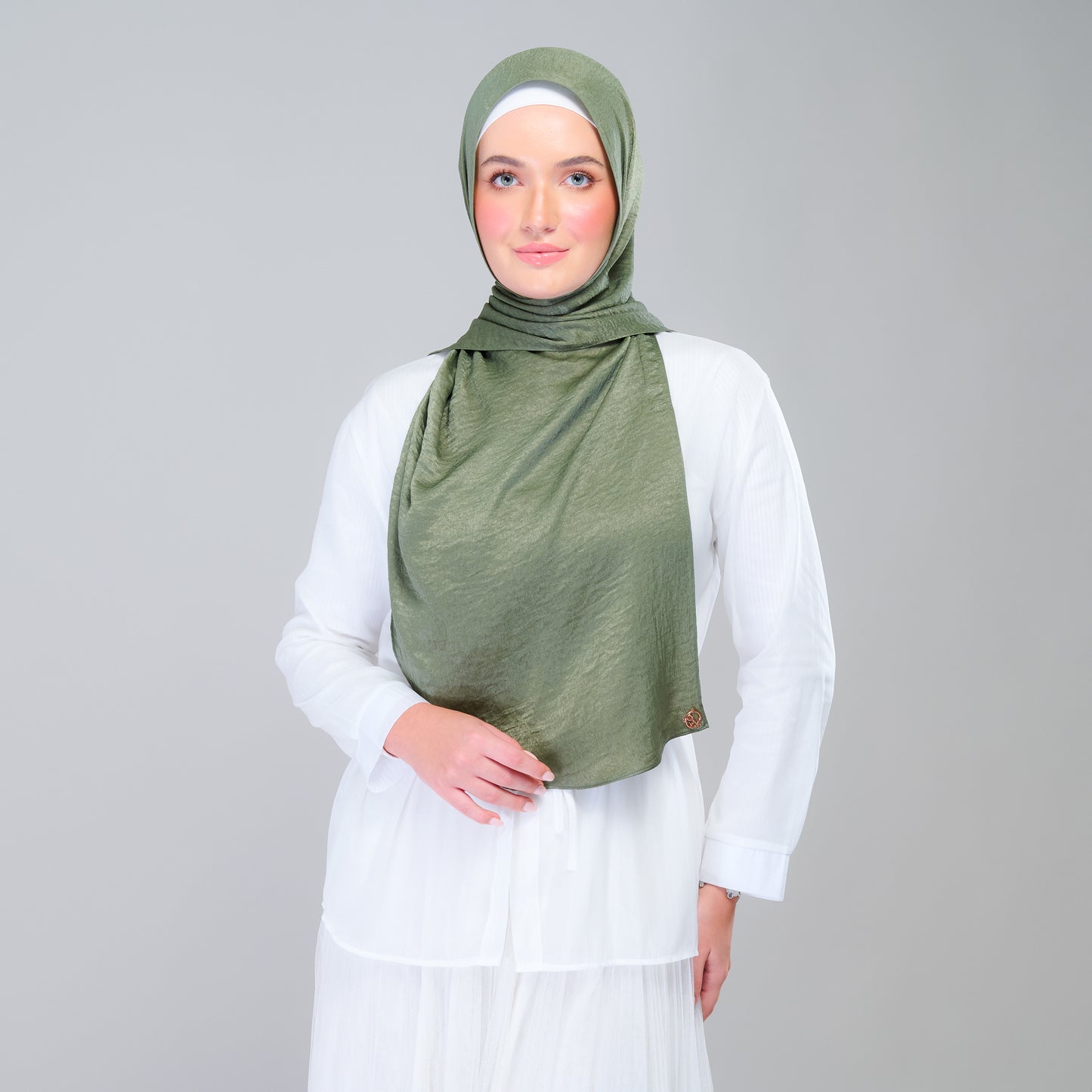 Instant Tag n' Go Shawl | Textured Silk in Dark Olive