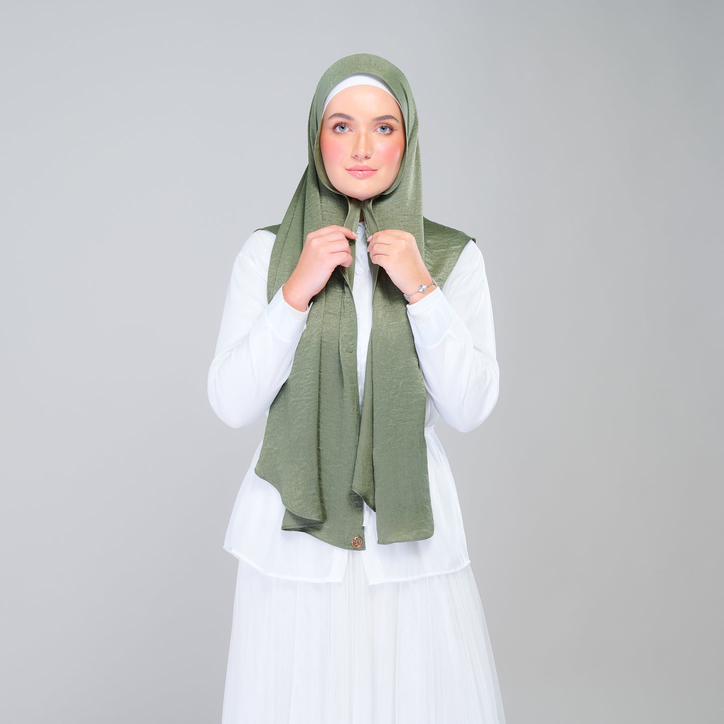 Instant Tag n' Go Shawl | Textured Silk in Dark Olive