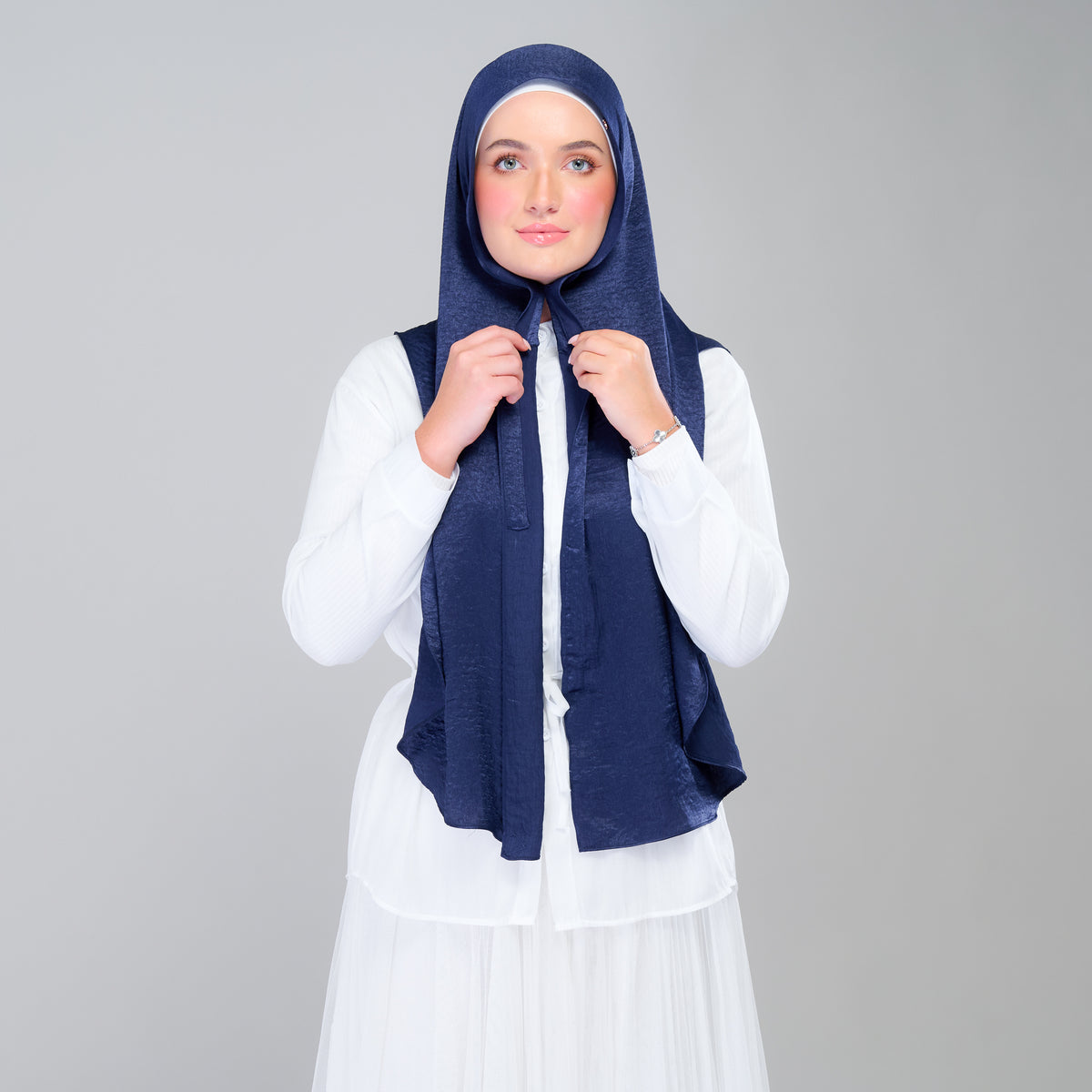 Instant Tag n' Go Shawl | Textured Silk in Navy Blue