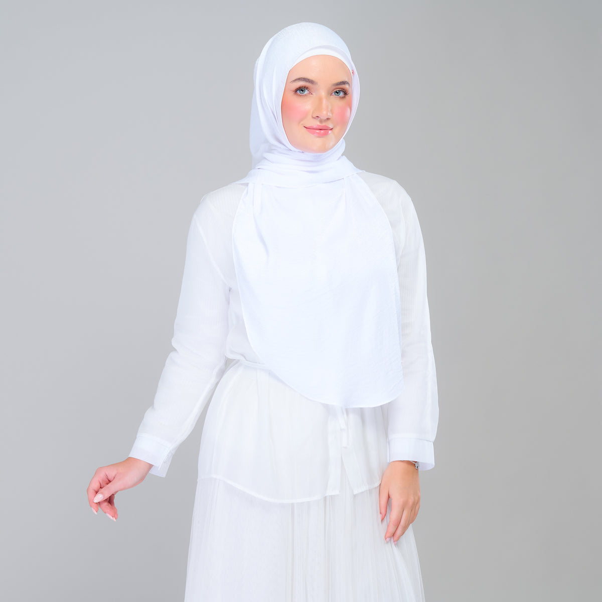 Instant Tag n' Go Shawl | Textured Silk in Pure White