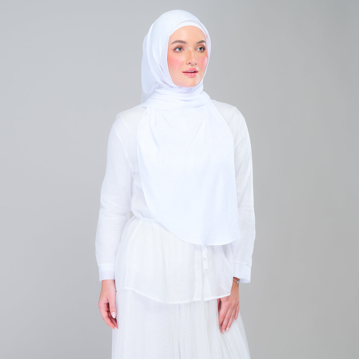 Instant Tag n' Go Shawl | Textured Silk in Pure White