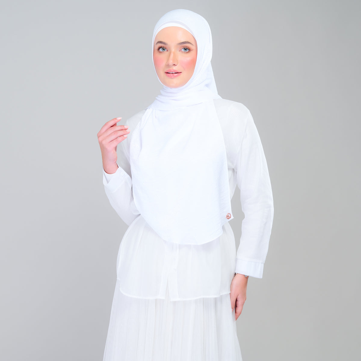 Instant Tag n' Go Shawl | Textured Silk in Pure White