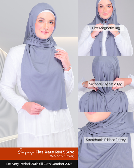 Instant Tag n' Go Shawl | Ribbed Jersey in Iron Grey