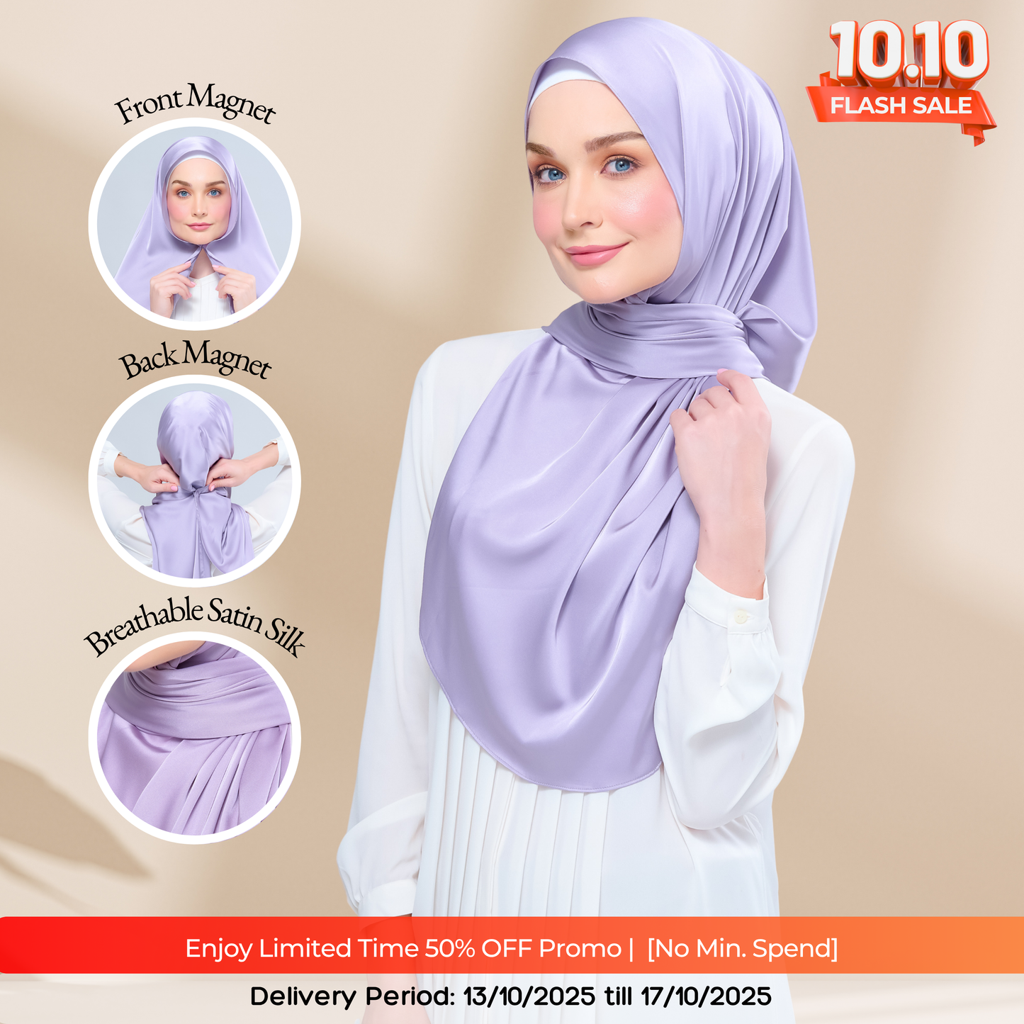 Instant Tag n' Go Shawl | Satin Silk in Lavender Blush