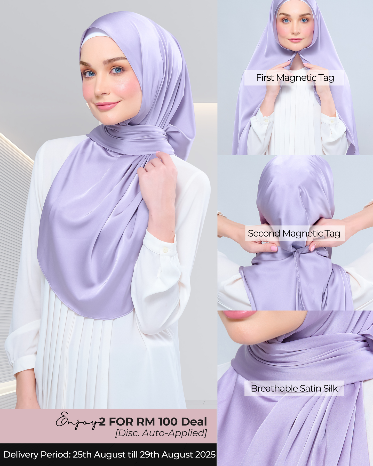 Instant Tag n' Go Shawl | Satin Silk in Lavender Blush