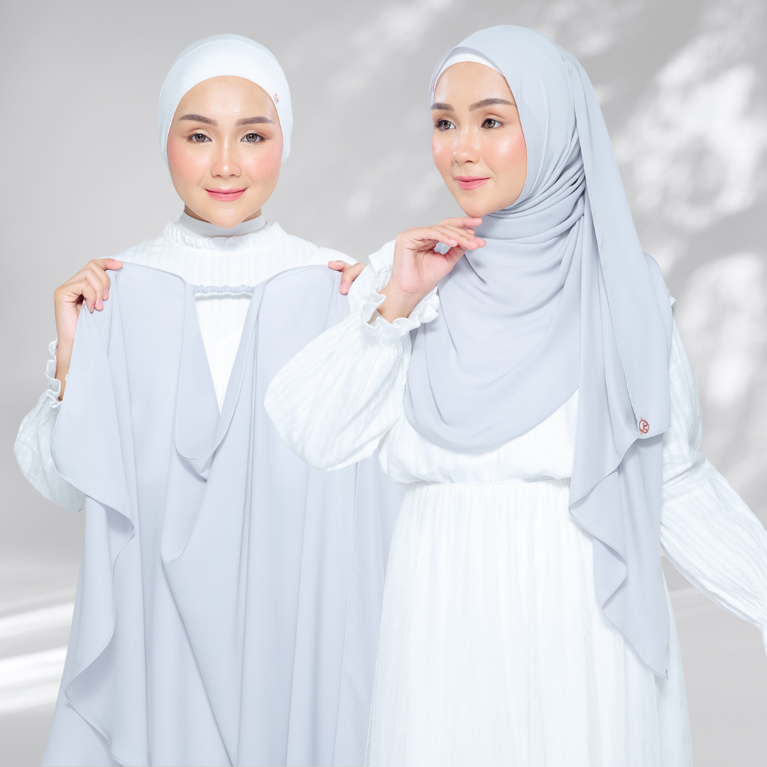 Semi-Instant Sarongje | Chiffon Silk in Light Grey
