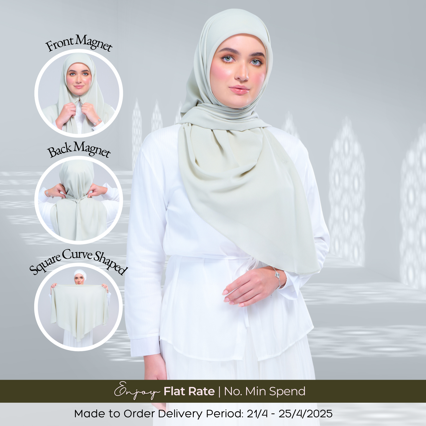 Instant Square Tag & Go l Cotton Voile in Light Sage