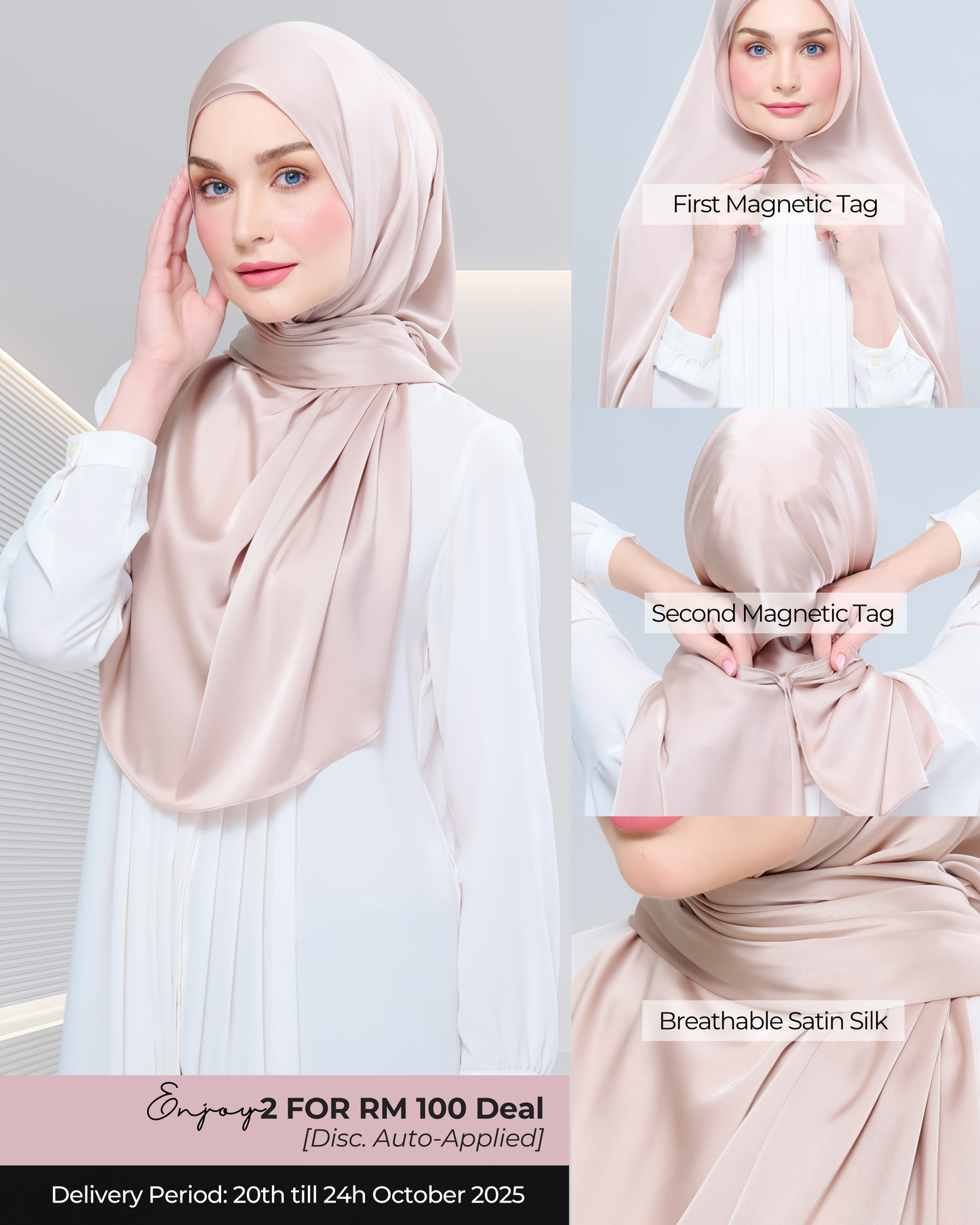 Instant Tag n' Go Shawl | Satin Silk in Linen Taupe