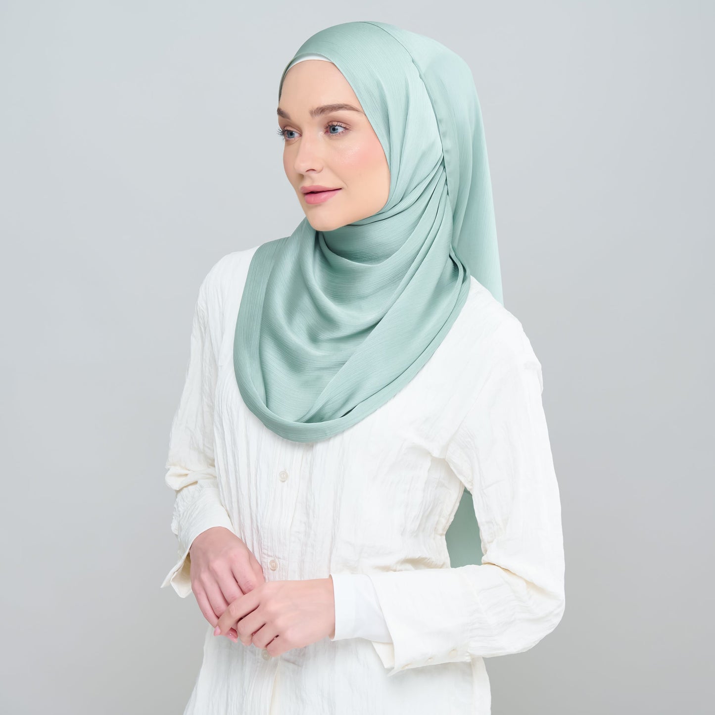Medina Silk Shawl in Sea Green