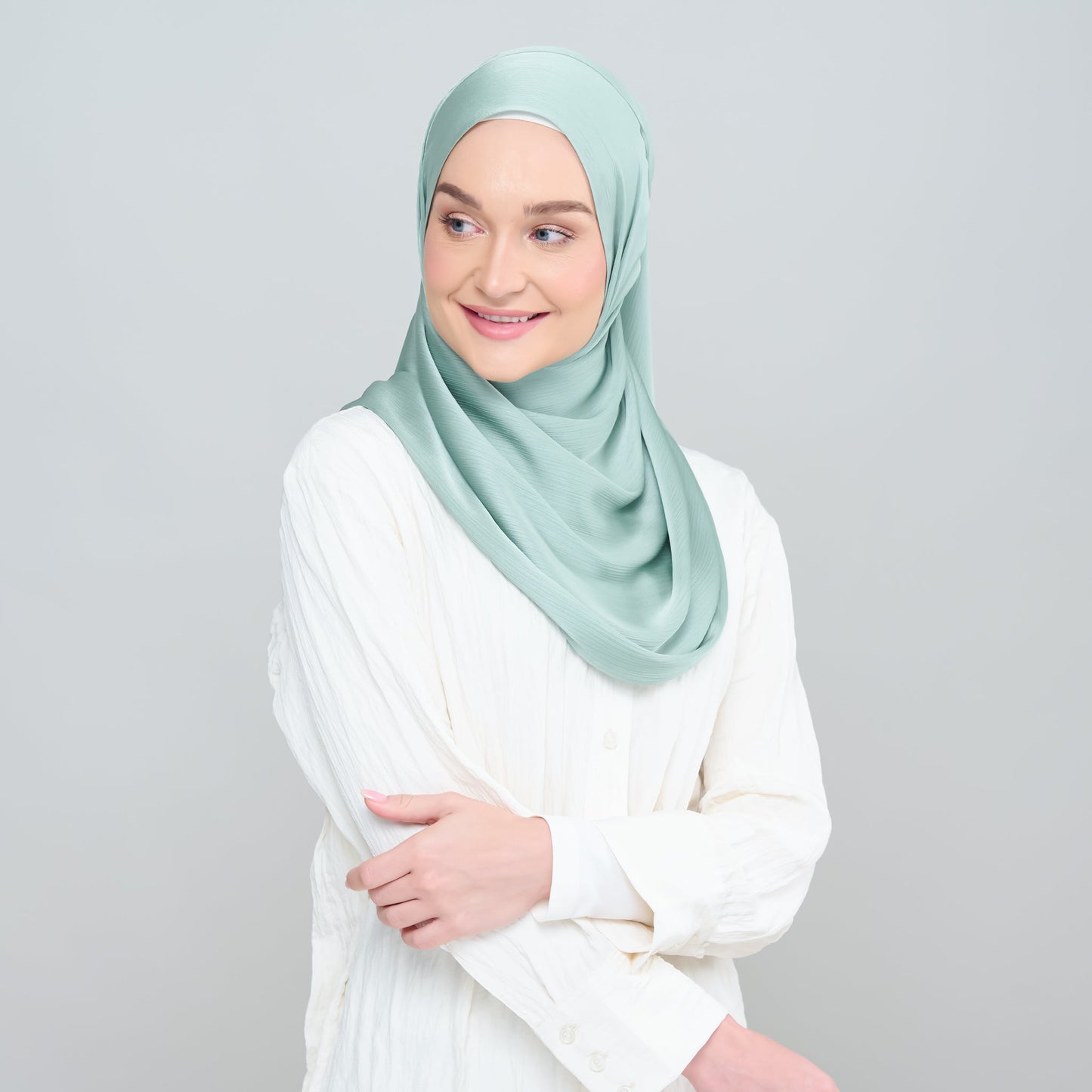 Medina Silk Shawl in Sea Green