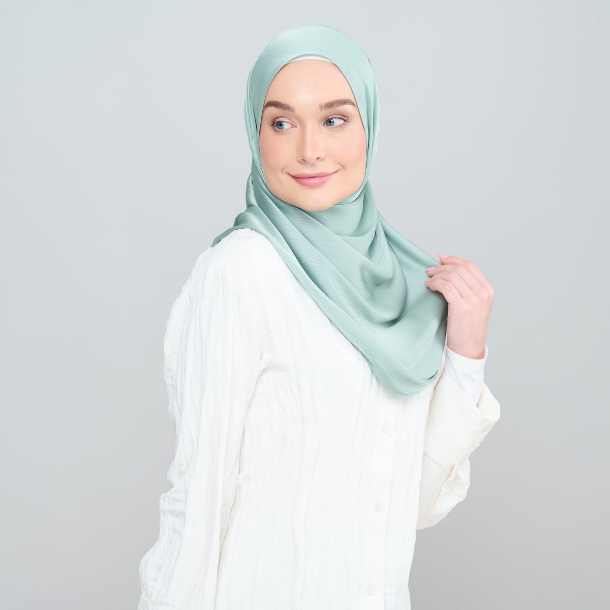 Medina Silk Shawl in Sea Green