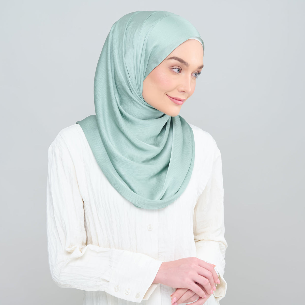 Medina Silk Shawl in Sea Green