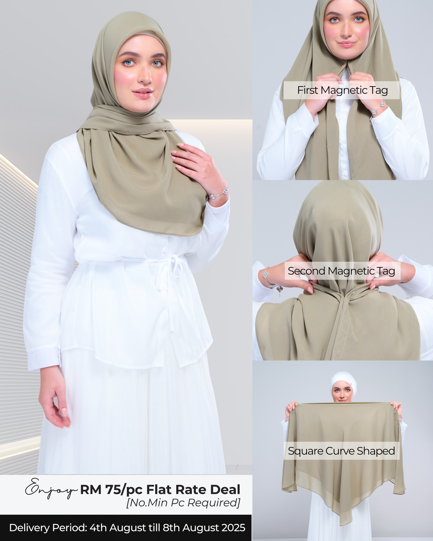Instant Square Tag & Go l Cotton Voile in Matcha Taupe
