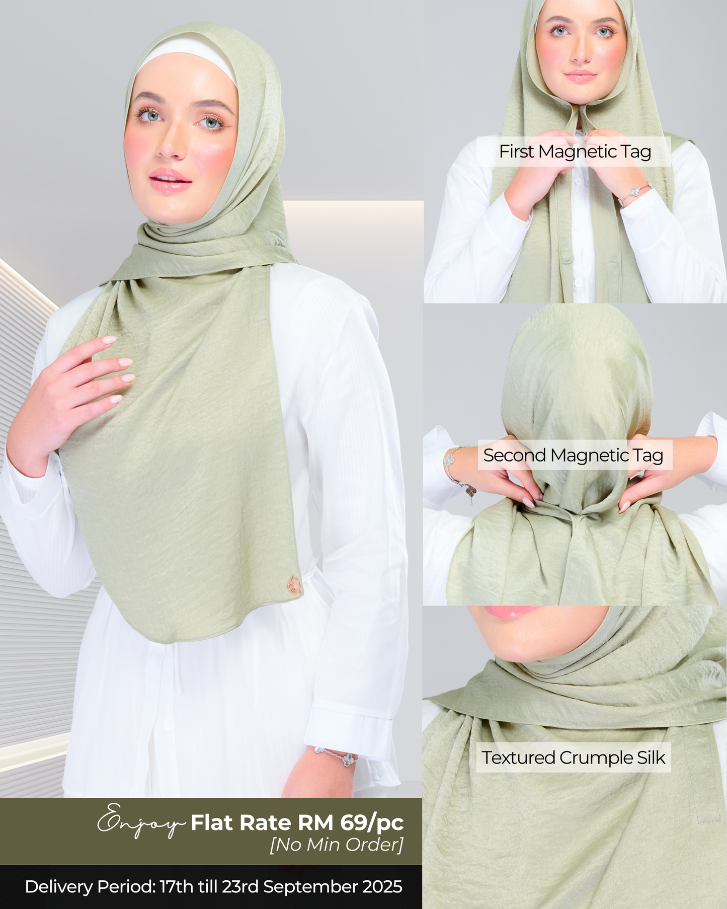 Instant Tag n' Go Shawl | Textured Silk in Matcha Green