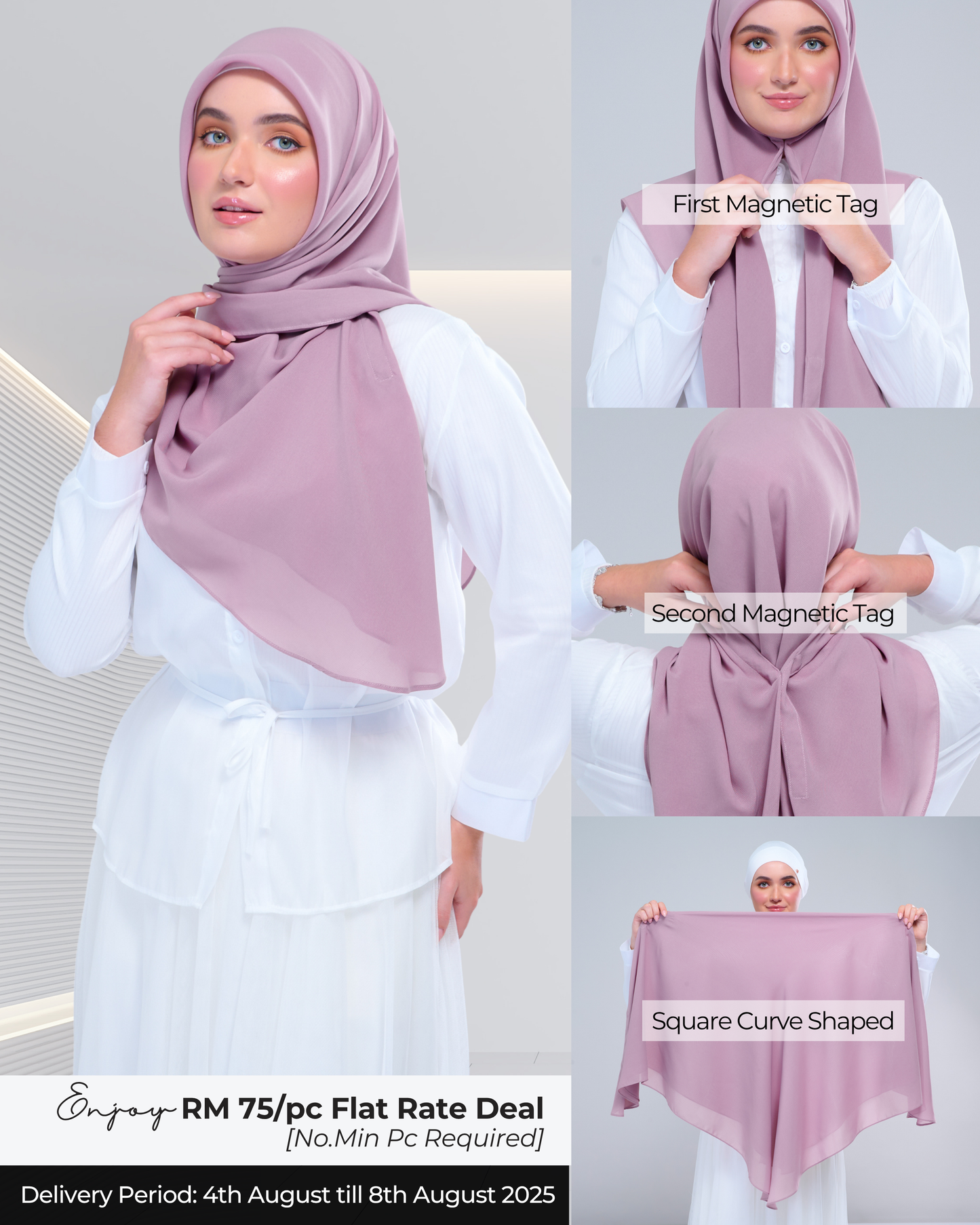 Instant Square Tag & Go l Cotton Voile in Mauve