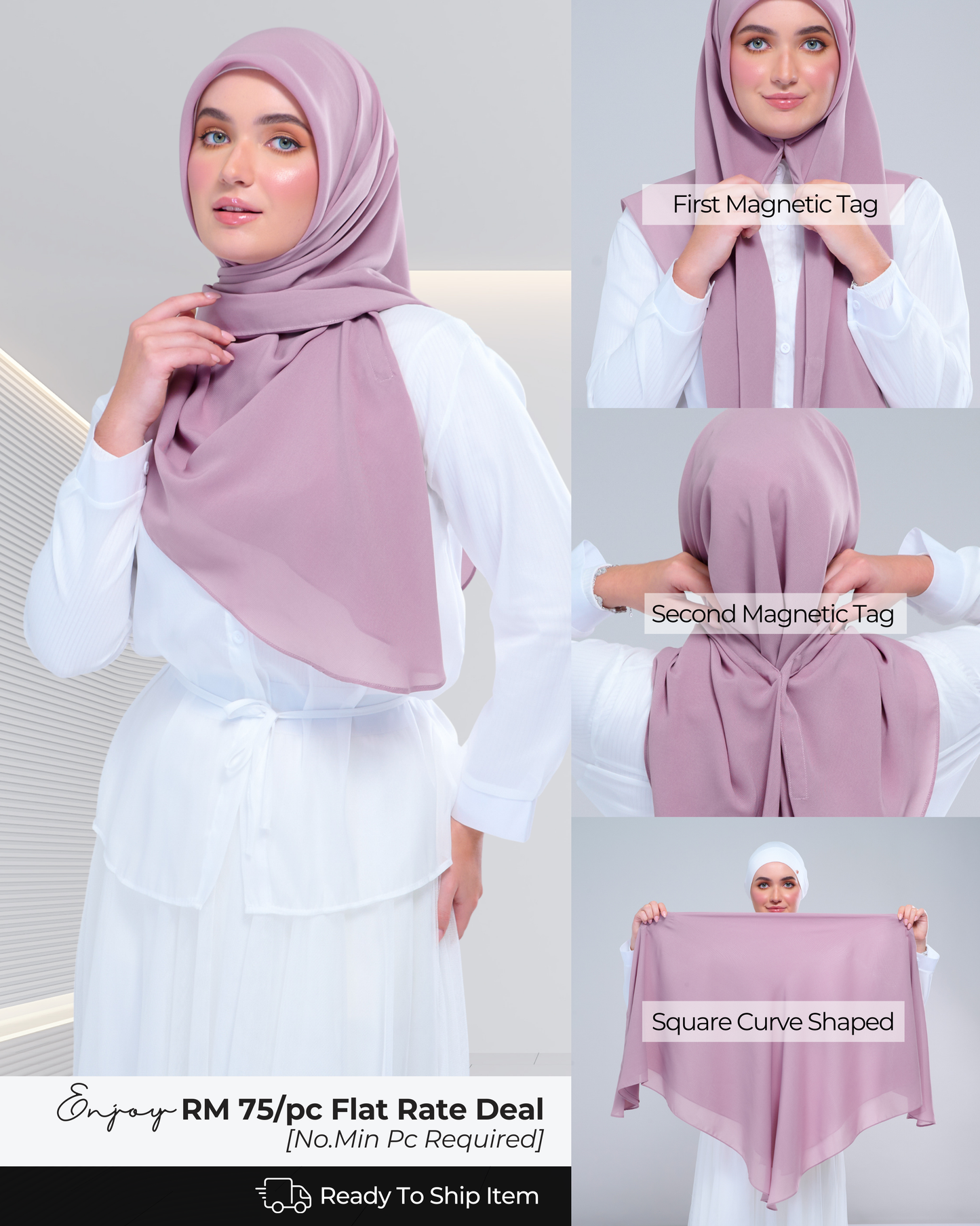 Instant Square Tag & Go l Cotton Voile in Mauve