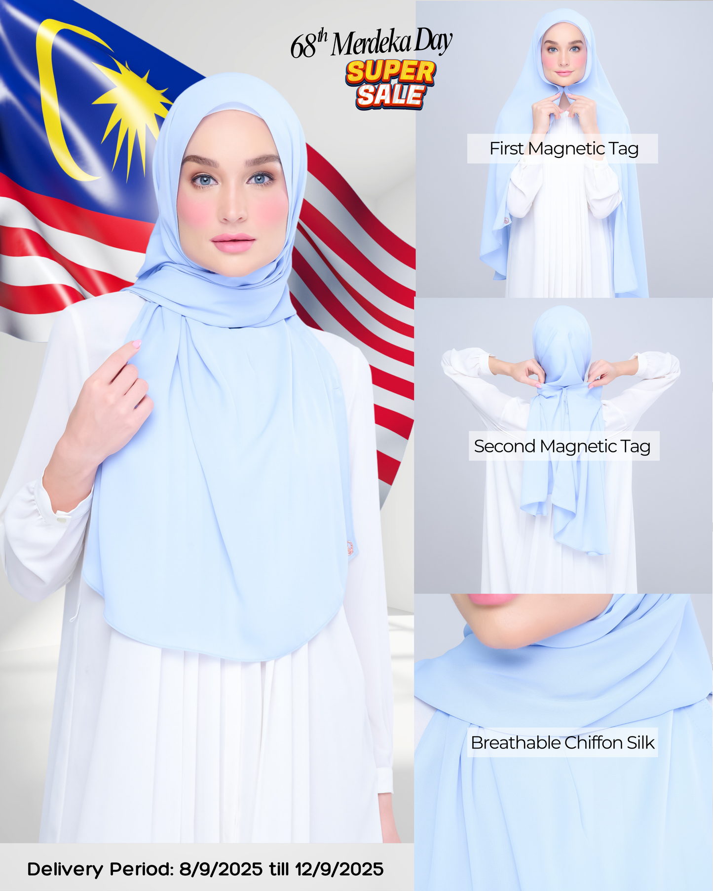 Instant Tag n' Go Shawl l Chiffon Silk 2.0 in Maya Blue