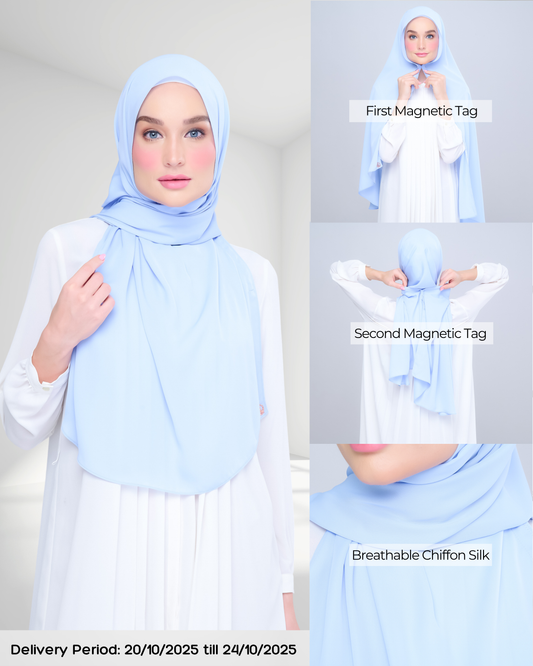 Instant Tag n' Go Shawl l Chiffon Silk 2.0 in Maya Blue