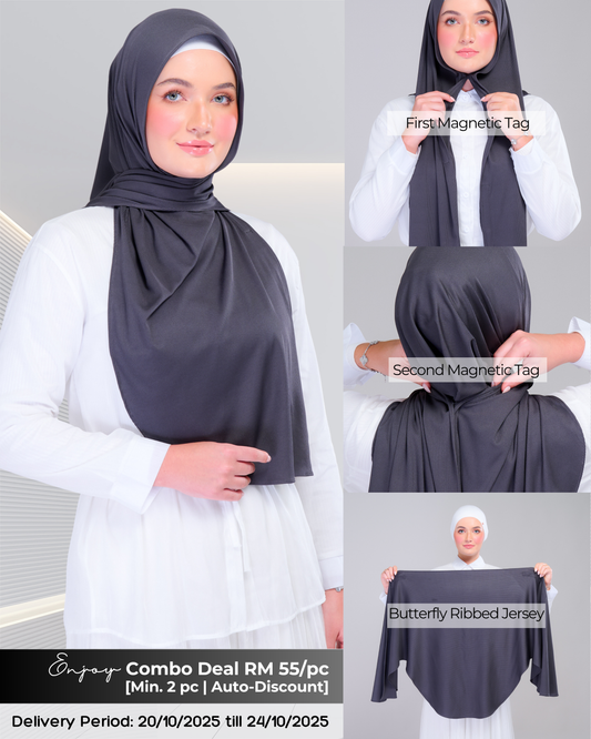 Instant Tag n' Go Butterfly | Ribbed Jersey in  Metro Grey