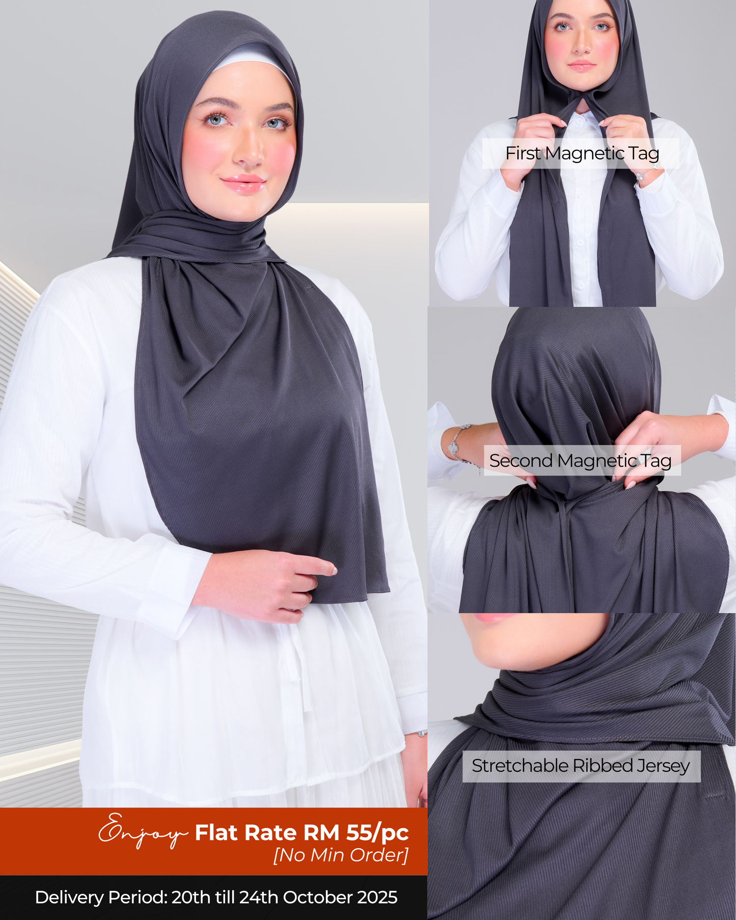 Instant Tag n' Go Shawl | Ribbed Jersey in Metro Grey