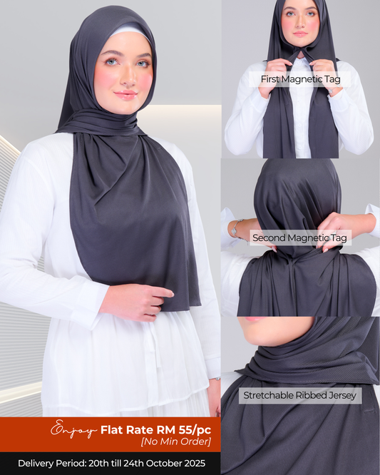 Instant Tag n' Go Shawl | Ribbed Jersey  in Metro Grey