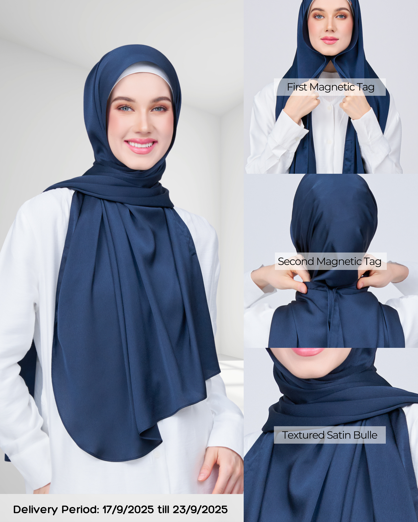 Instant Tag n' Go Shawl | Satin Bulle in Midnight Blue