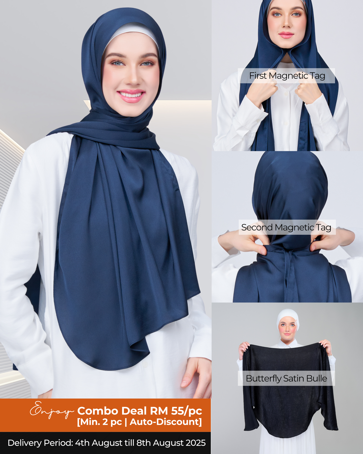 Instant Tag n' Go Butterfly | Satin Bulle in Midnight Blue