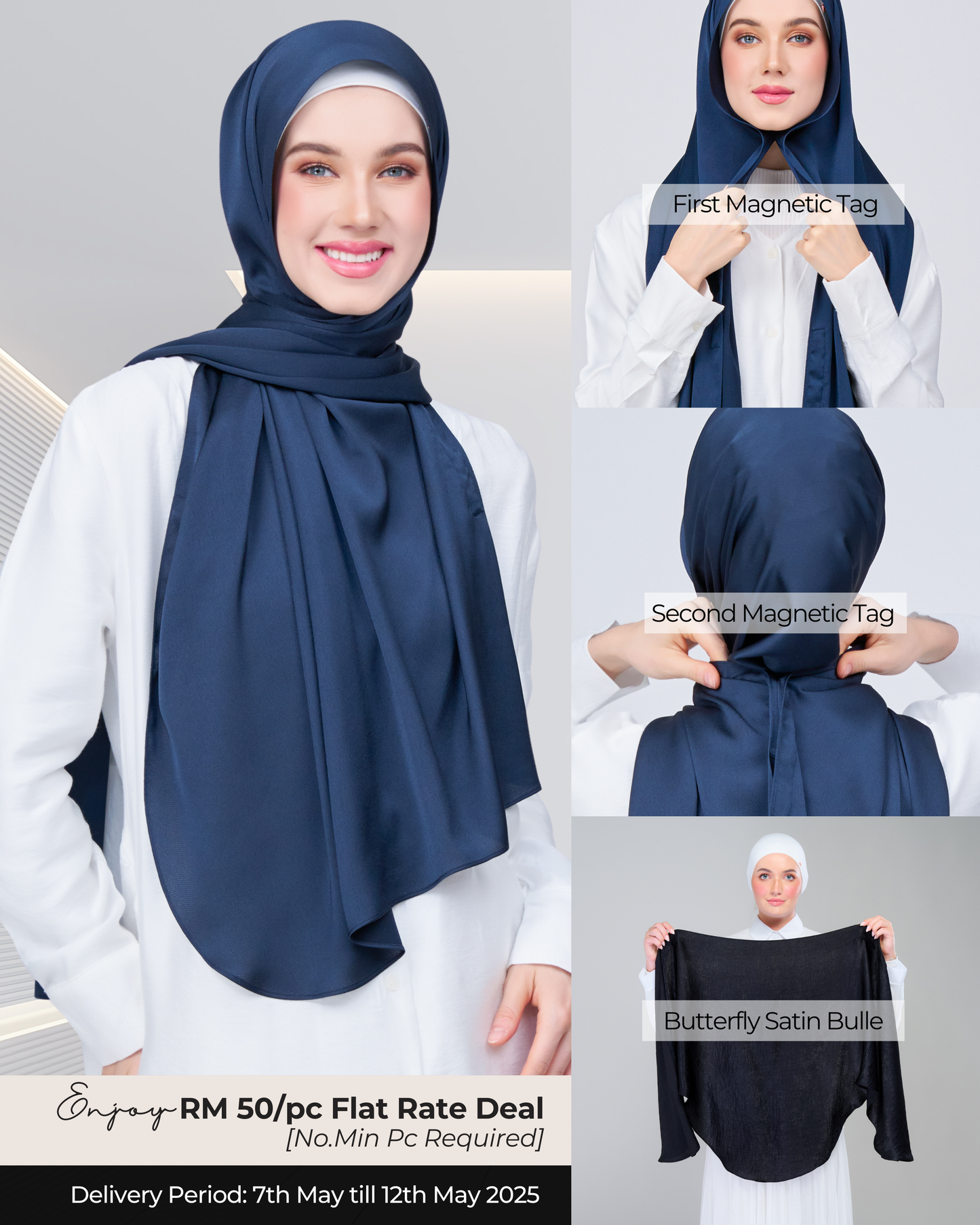 Instant Tag n' Go Butterfly | Satin Bulle in Midnight Blue