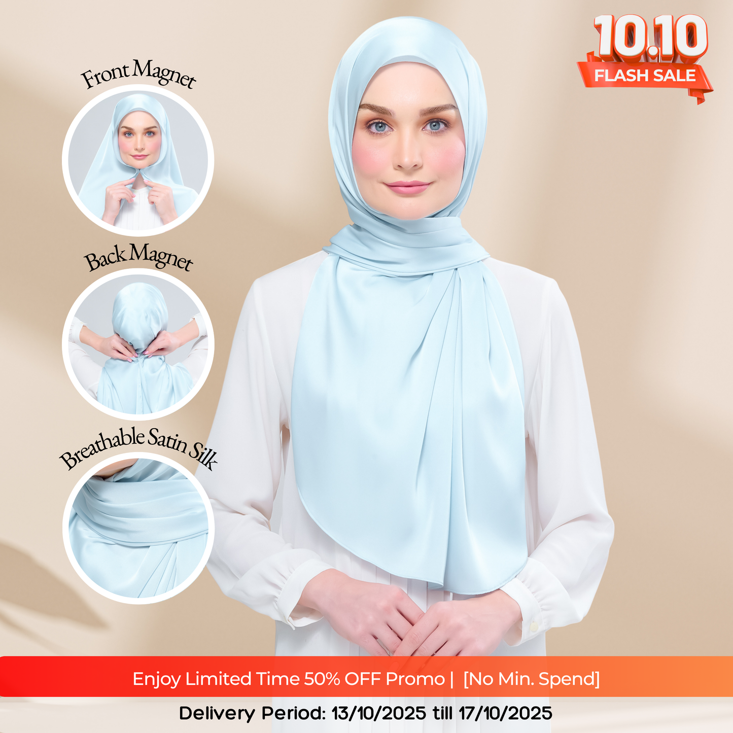 Instant Tag n' Go Shawl | Satin Silk in Mint Blue