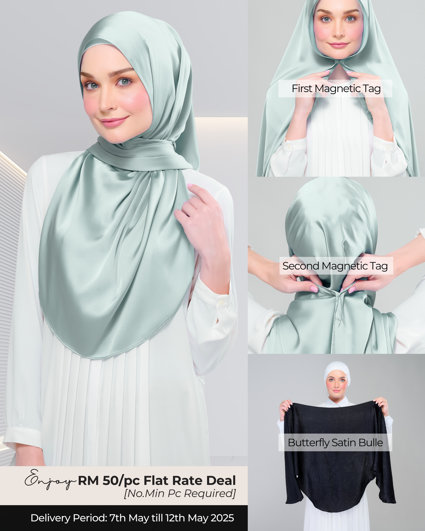 Instant Tag n' Go Butterfly | Satin Bulle in Mint Green