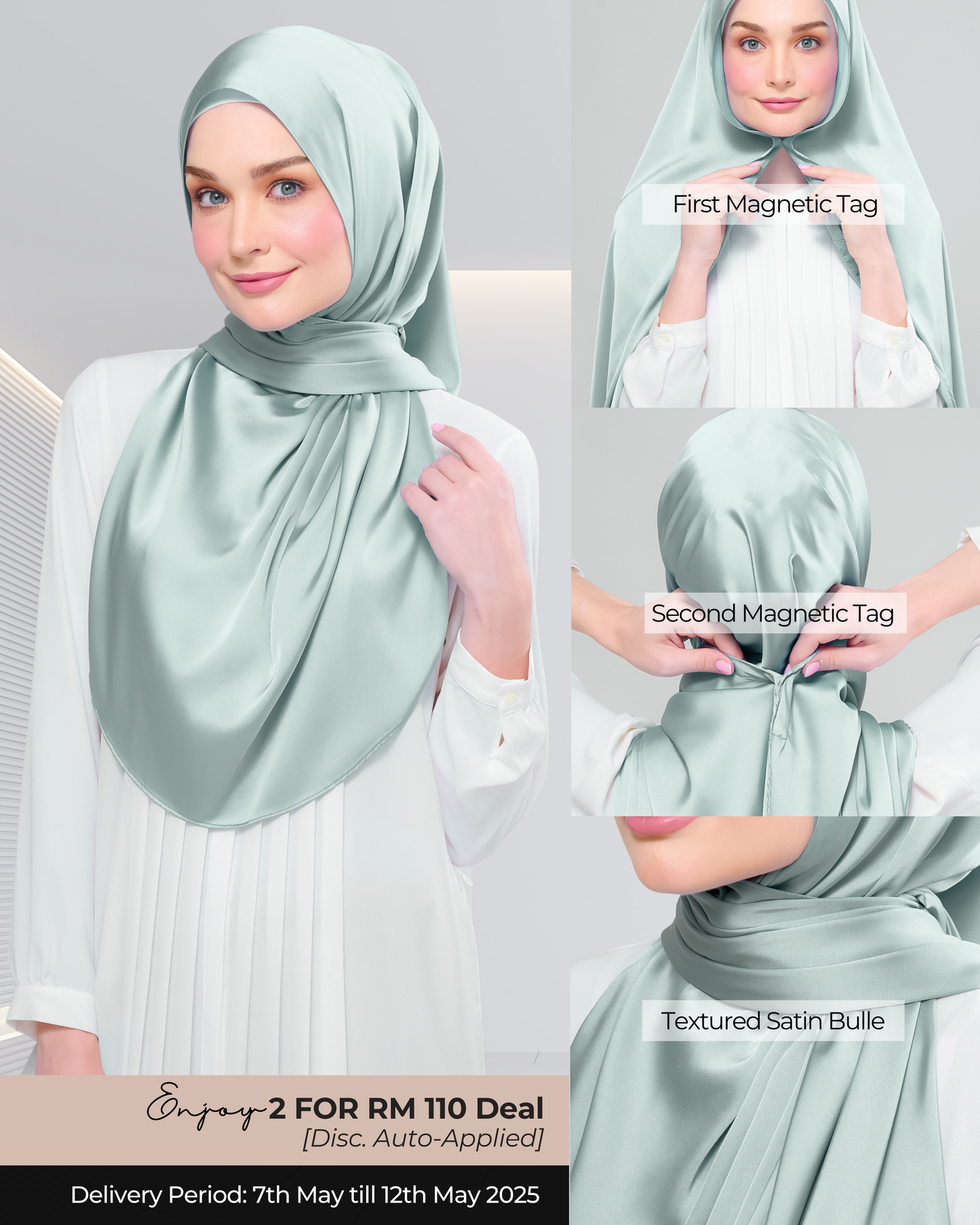 Instant Tag n' Go Shawl | Satin Bulle in Mint Green