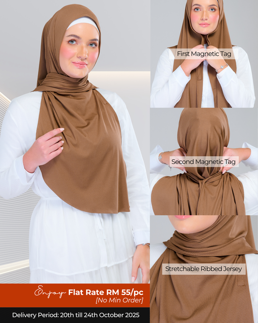 Instant Tag n' Go Shawl | Ribbed Jersey in Mocha Taupe