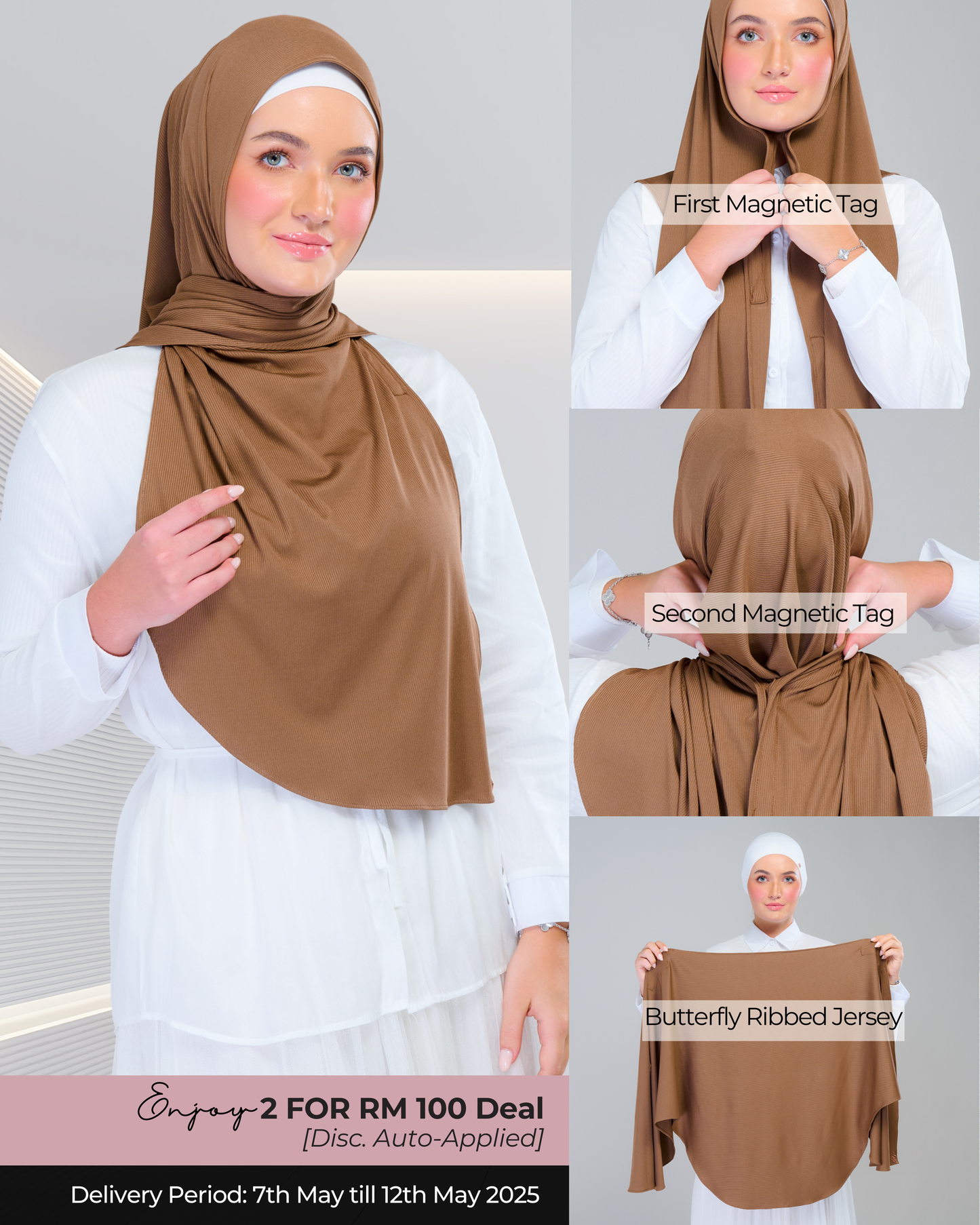 Instant Tag n' Go Butterfly | Ribbed Jersey in Mocha Taupe