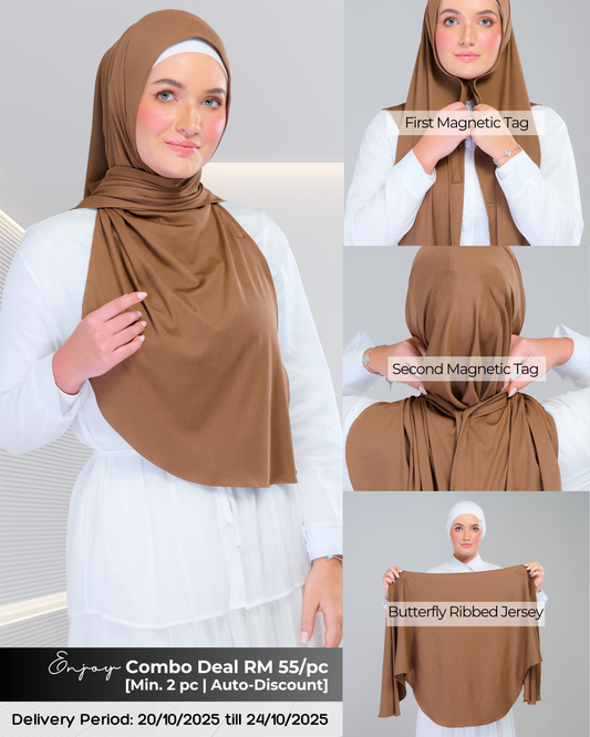 Instant Tag n' Go Butterfly | Ribbed Jersey in  Mocha Taupe