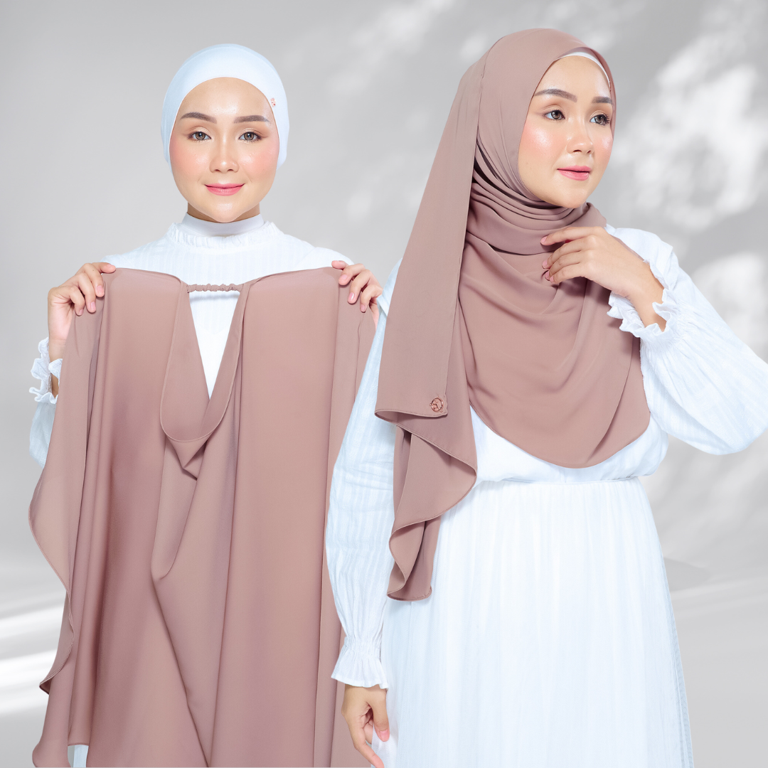 Semi-Instant Sarongje | Chiffon Silk in Mocha Taupe