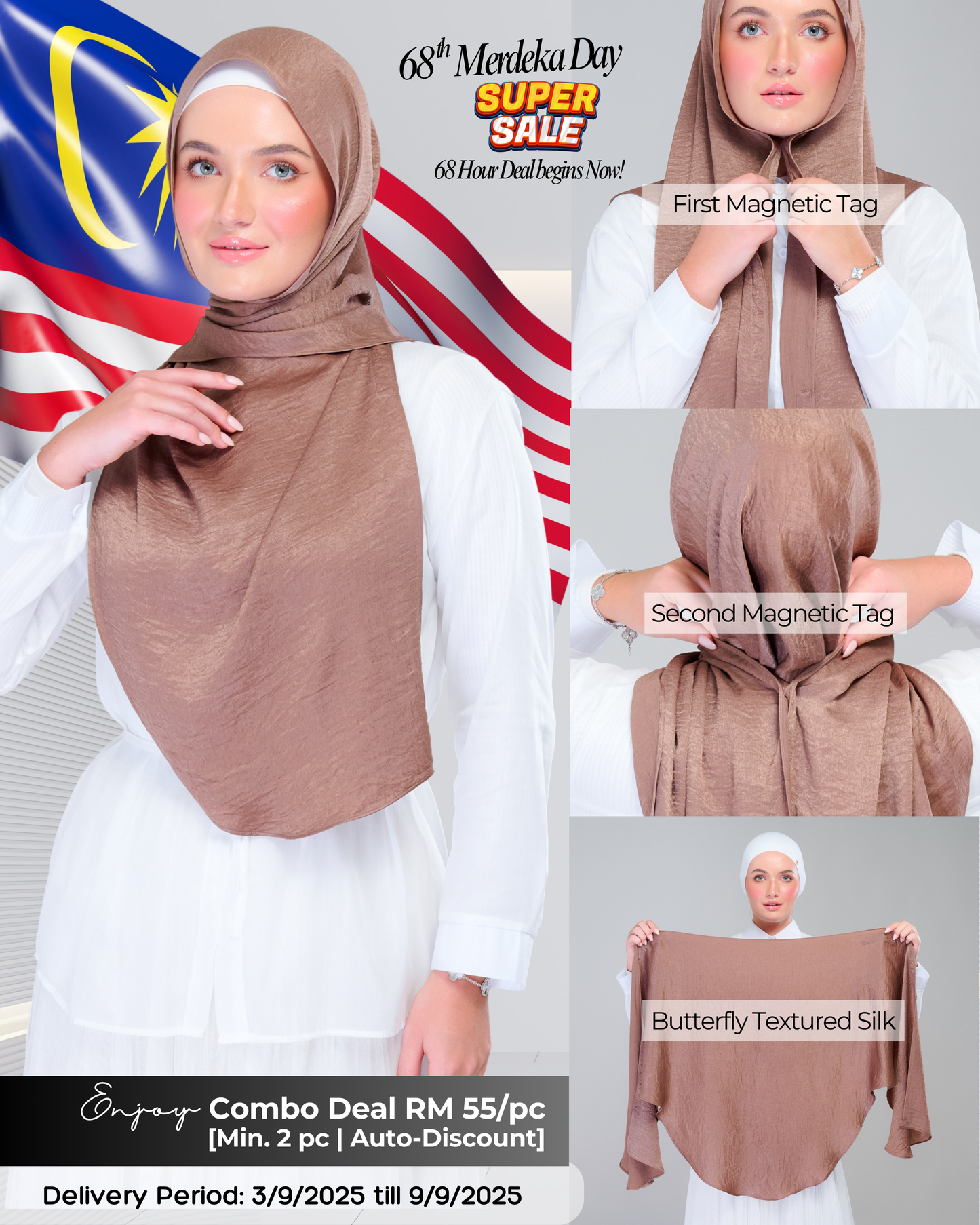 Instant Tag n' Go Butterfly | Textured Silk in Mocha