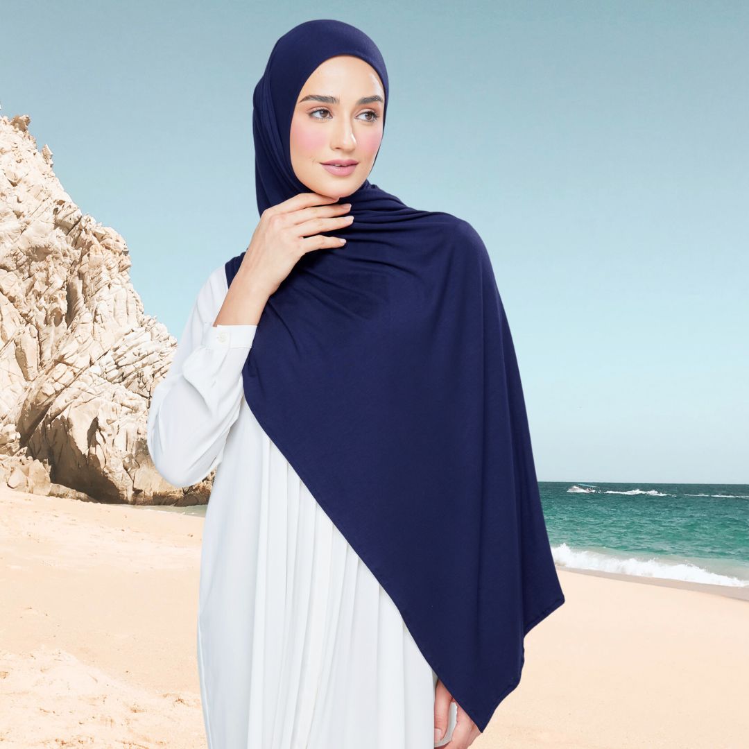 Lazy Healing Shawl in Navy Blue