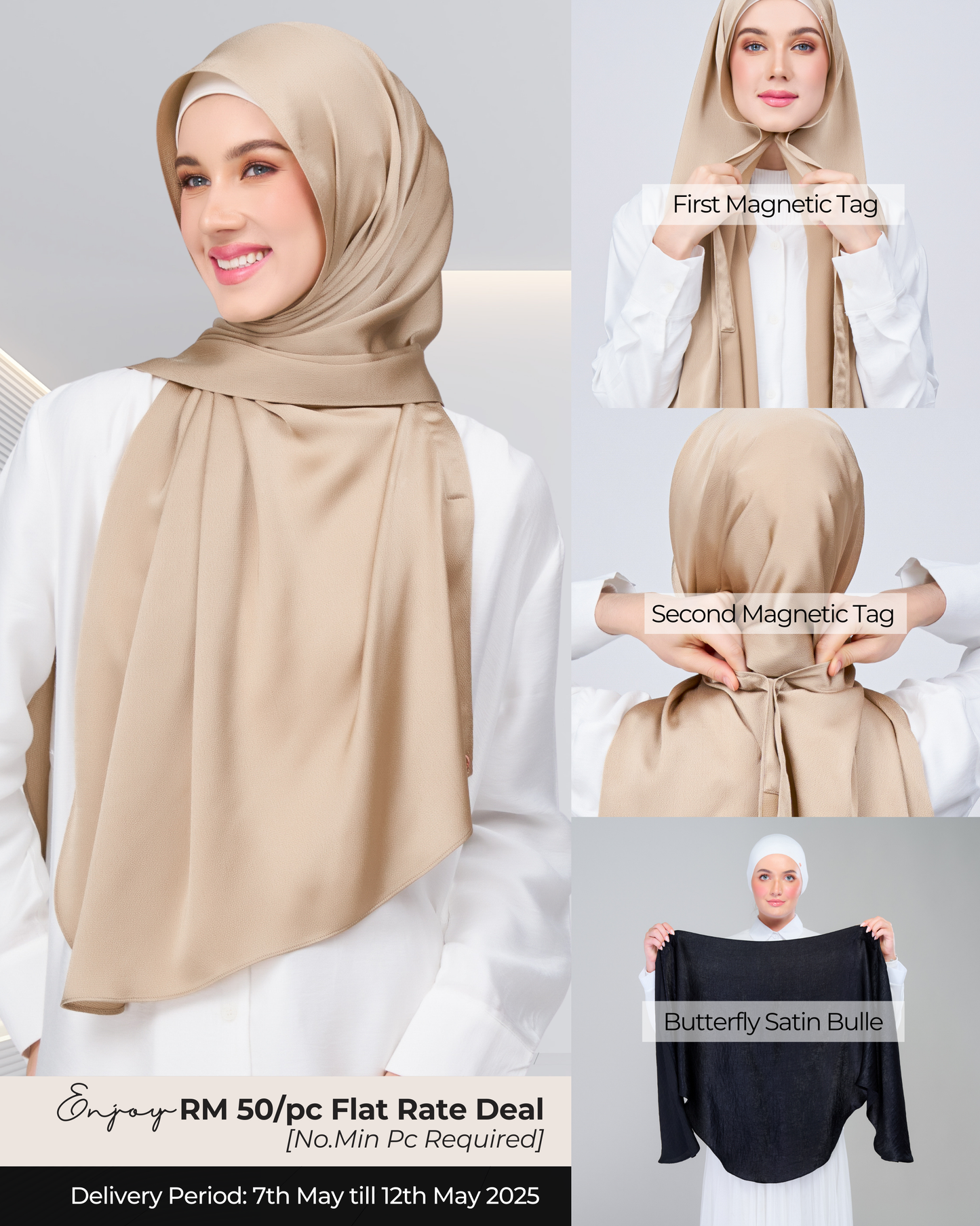Instant Tag n' Go Butterfly | Satin Bulle in Nude Chai