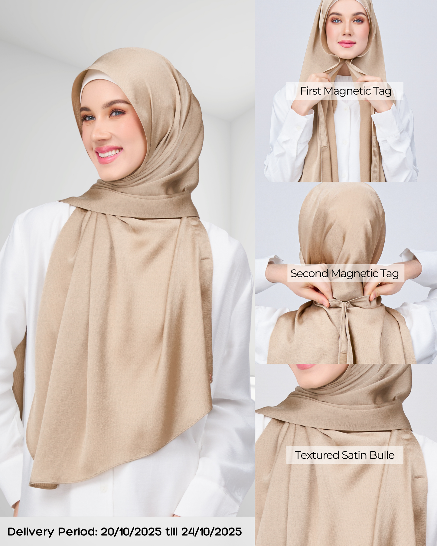 Instant Tag n' Go Shawl | Satin Bulle in Nude Chai