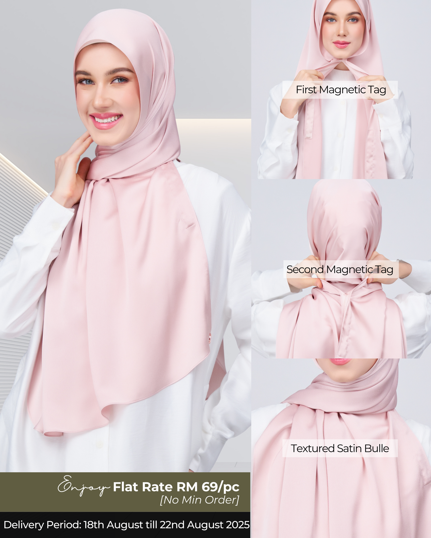 Instant Tag n' Go Shawl | Satin Bulle in Nude Pink