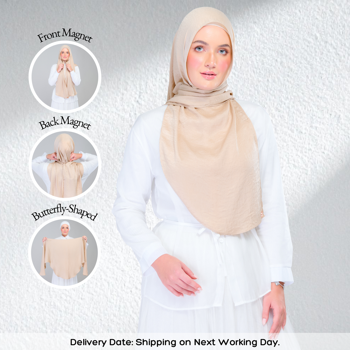Instant Tag n' Go Butterfly | Textured Silk in Nude Sand